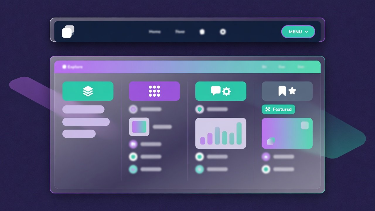 Abstract illustration of sticky header navigation and sidebar dashboard navigation layouts