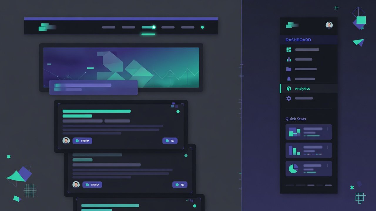 Abstract illustration of a mobile hamburger menu opening into a side drawer