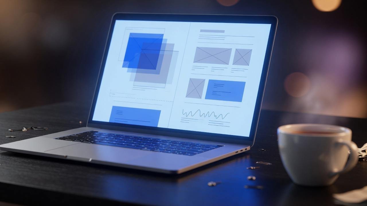Modern laptop on a desk representing content editors working on a website