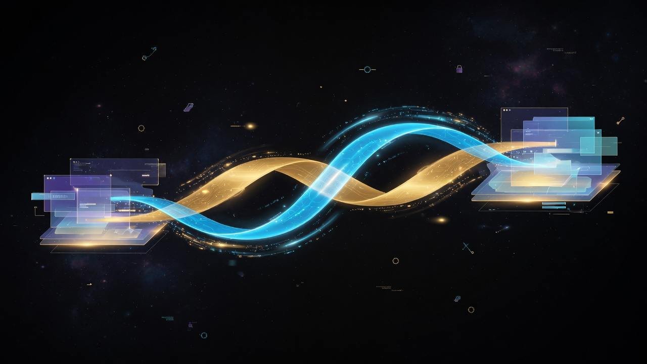 Abstract luminous path suggesting a successful website migration journey