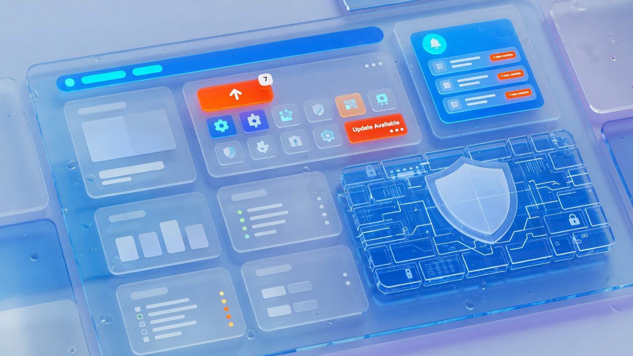 Abstract WordPress admin and firewall glass panels